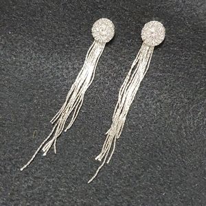 Silver tone multi chain earrings wedding prom